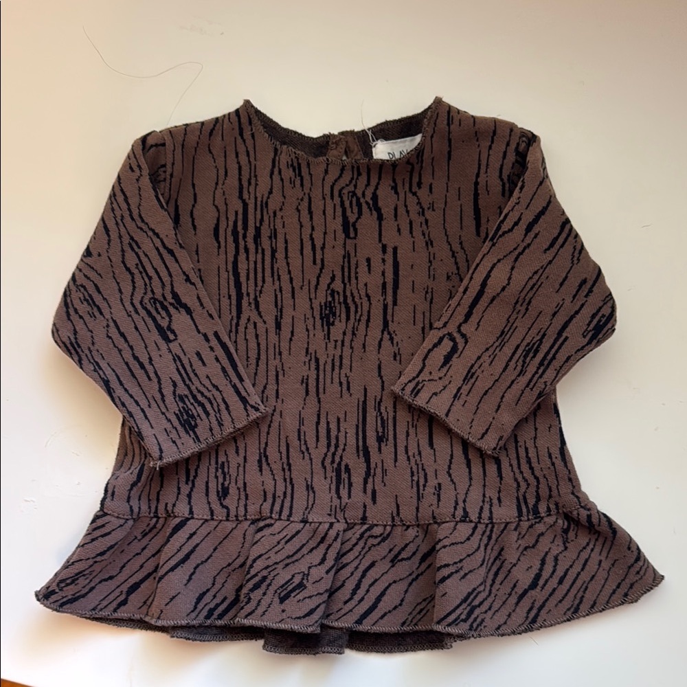 Chocolate Brown Peplum blouse with Textured Design